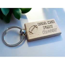 Ashton and Finch Rugby Keyring Gift – Wooden Laser Engraved Key Ring Keychain