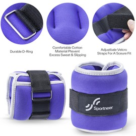 Sportneer Ankle Weights Wrist Weights -0.5 1 2 3 4 5 Lbs Pair for Men Women Kids Strength Training Wrist and Ankle Weights Set Comfortable and Soft Perfect for Dancing Running Walking Fitness Workout (Purple, 1 lbs pair (0.5 lbs each))