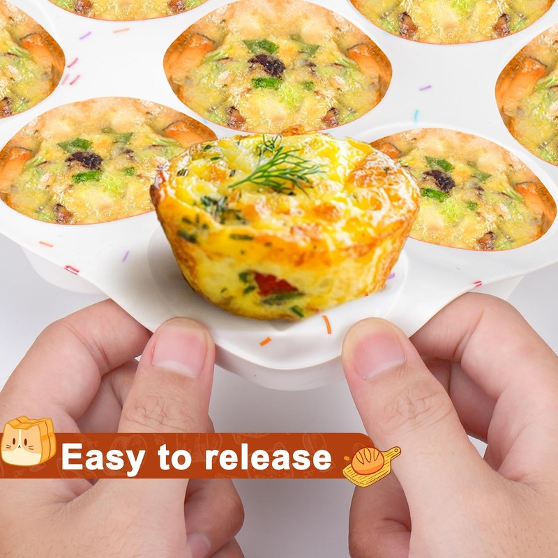 Juome Silicone Egg Bite Molds - 12 Cups Silicone Muffin