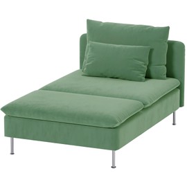 Durable Velvet Fabric Sofa Cover Compatible with IKEA SODERHAMN Couch Slipcover. Sofa Not Included. (Velvet Light Green, Chaise)