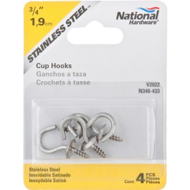 National Hardware N348-433 3/4 Stainless Steel Cup Hooks 4 Count