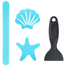 Qianyu 30 Pcs Original Bathtub Non Slip Stickers Set Shell Starfish Shaped Shower Adhesive Decals Stickers Anti Slip Safety Strips with Scraper for Bathroom Bath Tub Pool Ladders Treads