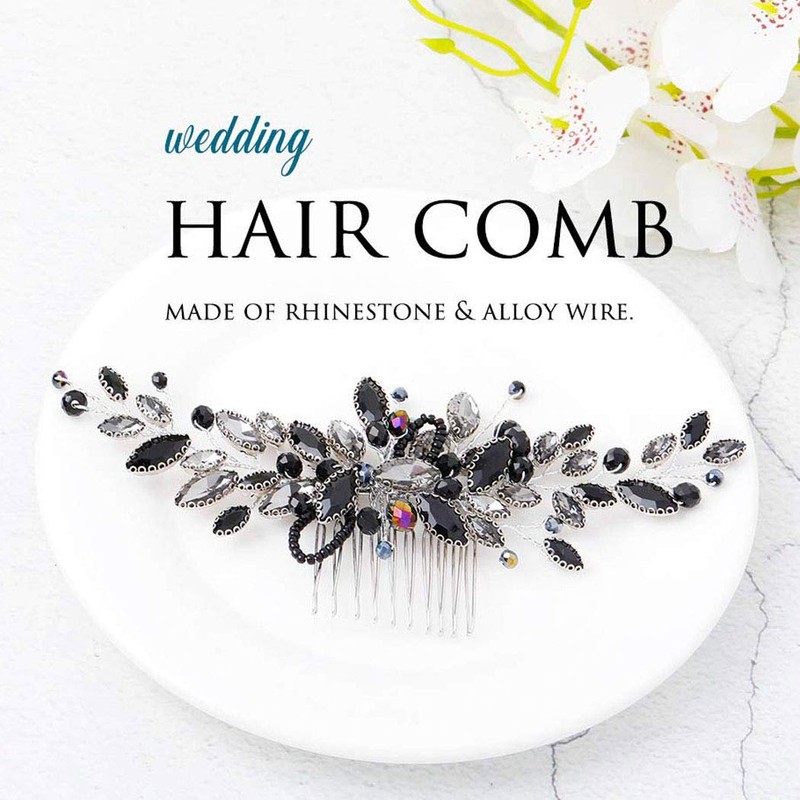 Unicra - Peines para el pelo para novia, color negro