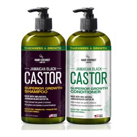 Hair Chemist Superior Growth Champú de ricino negro jamaicano 33.8 oz y acondicionador 33.8 oz - Champú y acondicionador de 2 piezas para el crecimiento del cabello
