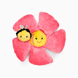 Flourish Pets 3 in 1 Multi-Layer Chew Toy for Active Dogs | Non-Toxic BPA Free Double Stitched Soft Fabric Exterior Dog Toys | Long-Lasting Dog Plush Toys - Large Pink Poppy 17"