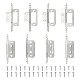 sourcing map Non-Mortise Door Hinges, 2" x 1" Non Mortise Bifold Butt Door Hinges Heavy Duty Steel Flush Cabinet Hinges with M4 Screws for Bathroom Windows Cupboard Silver Pack of 8
