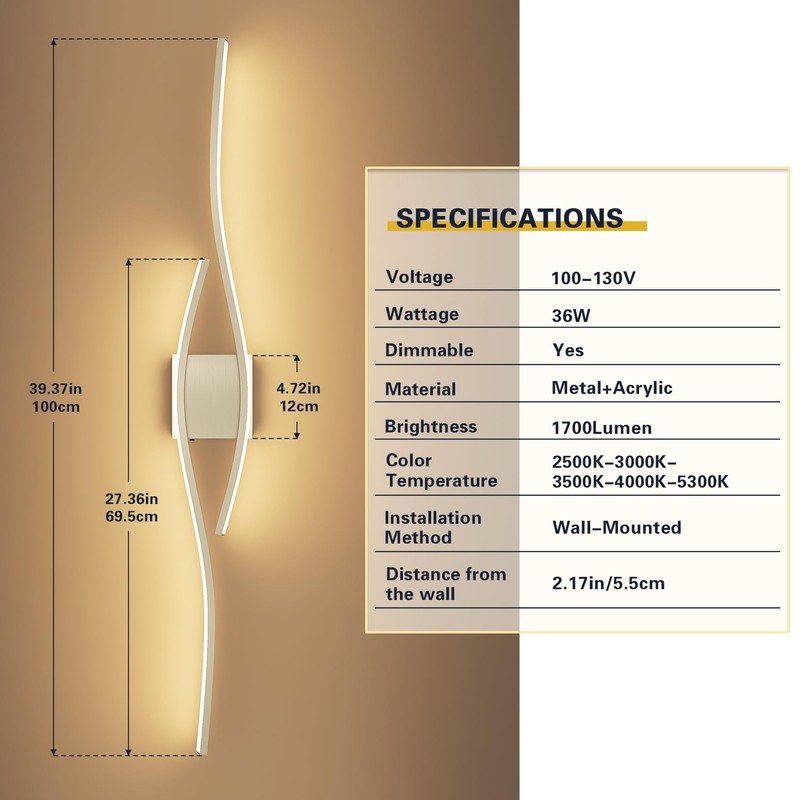 Joossnwell Brushed Nickel Vanity Light for Bathroom Light Fixtures Modern