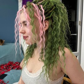 Gozill Seaweed Green Pre Stretched Braiding Hair Kanekalong Braiding Hair Prestretched Box Braids Human Hair 26Inch