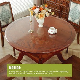 OstepDecor Frosted Round Table Protector 36 Inch Thick Frosted Table Cover Protector Round, Plastic Waterproof PVC Tablecloth, Vinyl Circle Table Top Protector for Dining Room, Coffee Tabletop