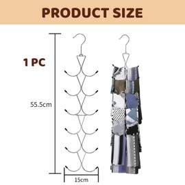 BelleVive Scarf Holder with 12 Compartments, Handbag Holder with 360° Swivel Hook, Scarf Organiser, Scarf Holder for Closet, Scarves, Belts, Handbag and Baseball Cap