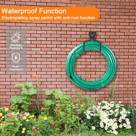 BamLue 2-Pack Garden Hose Hanger, Heavy Duty Metal Water Tube Holder, Wall Mounted, Rust Resistant, Garage Rack Hook for Outside Yard, Garden Organization