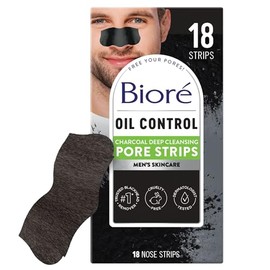 Bioré Tiras de limpieza profunda para poros con carbón para hombres, tiras para puntos negros con carbón para hombres, tiras quitan puntos negros para