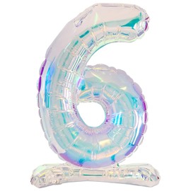 Folat 62951 Palloncino numeri 6 Iridescente 72 cm - Senza elio - Decorazioni per Compleanno, Baby shower, Matrimoni e Anniversario