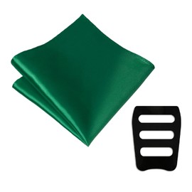 Gsyziux Pocket Squares for Men 11.81" Silk Satin Mens Handkerchiefs with Pocket Square Holder for Wedding Party Prom (Green)