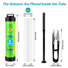 MOSTFUN 5 m PVA Net Fishing, 25 mm Wide PVA Bag Fishing Set with Scissors, Quick Melting PVA Mesh Set, Carp Fishing Net with Funnel and Piston for Boilie Bait Food