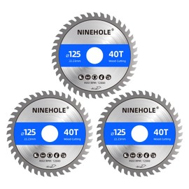 Pack of 3 Saw Blades 125 mm for Angle Grinder, Circular Saw Blade for Wood, Plywood, Laminate, Drywall, Plastic, Plastic (3 x 125 x 22.23 + 40T)