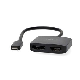 Nedis USB-C Adapter - USB 3.2 Gen 1 - USB-C Male - DisplayPort Female/HDMI Output - 8K @ 30Hz - 0.20 m - Round - Nickel Plated - Black - Box