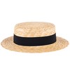 ZAKIRA Classic Straw Boater Hat Handmade from Natural Straw (Black