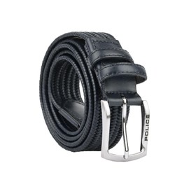 Police Men's Braided Elastic Belt Genuine Leather Comfortable and Shortenable 3.5cm High, Dark Blue 07, 125 (Taglia 52-56), Dark Blue 07, 125 (Taglia 52-56)