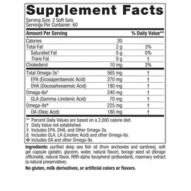 Nordic Naturals Complete Omega, Lemon Flavor - 120 Soft Gels - 565 mg Omega-3 - EPA & DHA with Added GLA - Healthy Skin & Joints, Cognition, Positive Mood - Non-GMO - 60 Servings