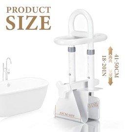 Bathtub Grab Rails, Adjustable Width 9-17cm and 4 Heights,150kg Load