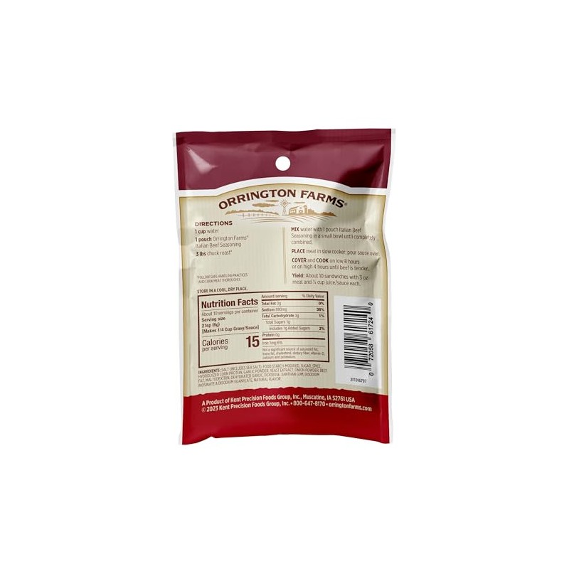 Orrington Farms Beef Slow Cooker Mix, Italian, 2.1 Ounce (Pack
