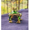 Globe Frog Prince Trinket Box Bejeweled Rhinestone Enamel Metal Magnetic