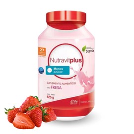 Vitaminas Y Minerales En Polvo NutravitPlus By Gaero Shop  Sabor Fresa Fibra Con Menos Azcar  Endulzado Naturalmente Con Stevi  425grs                