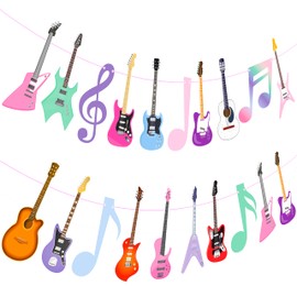 Guitar Party Banner Pink Guitar Party Decorations for Girls Rock Guitar Theme Birthday Baby Shower Party Supplies