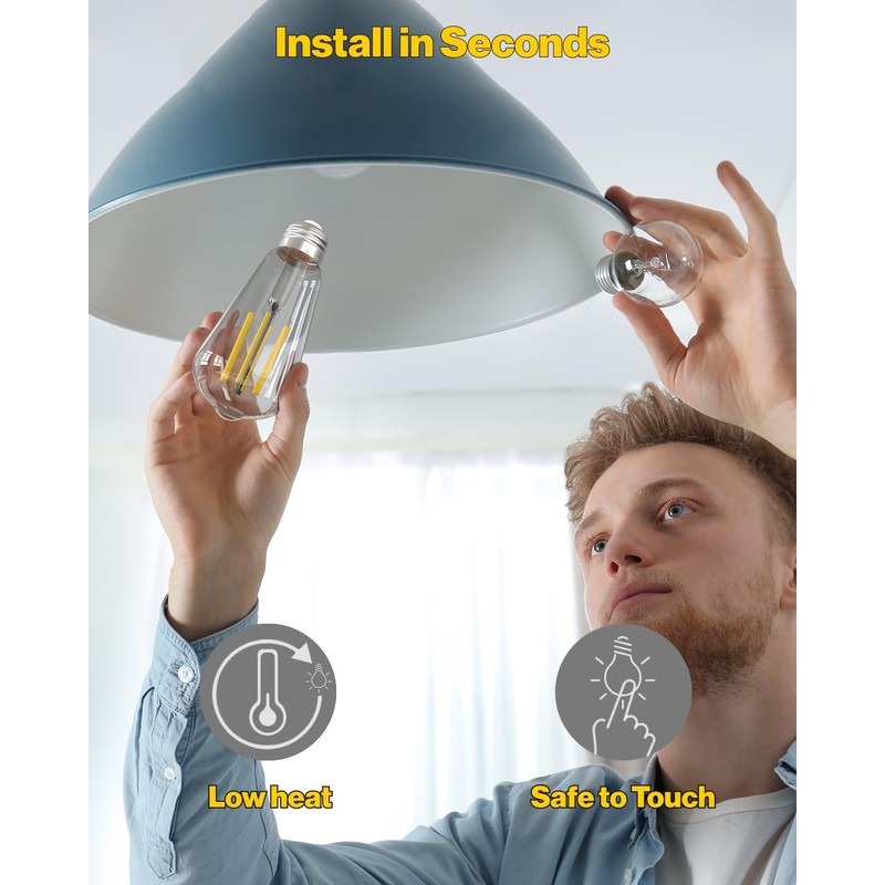 Sunco 12 Pack Vintage LED Edison Bulbs, 75W Equivalent 8.5W,