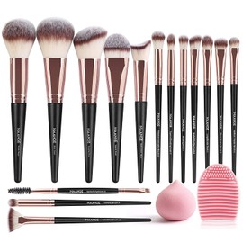 Brochas de Maquillaje Profesional Kit 15 Piezas Set de Brochas para Maquillaje Sintéticas de Alta Calidad Rubor Brochas Maquillaje Sombras de Brochas para Ojos(Oro negro)