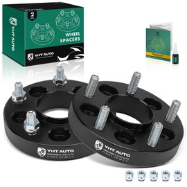 YHTAUTO 5x4.5 to 5x5 Hub Centric Wheel Adapters 1 Inch Compatible with Ford, Dodge, Jeep, Mazda, Lincoln, Tire Spacers w/ 1/2"-20 & 12.9 Grade Studs, 71.5mm Hub Bore 5 Lug 2PCS Black