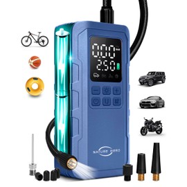 Nature Hero Tire Inflator Portable Air Compressor,150 PSI car tire air pump portable with Digital LCD Pressure Gauge,Electric Air Pump for Motorcycle Tires,Bicycle Tires and Balls,Blue