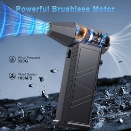 Compressed Air Duster, 180000RPM Super Power Cordless Electric Air Duster, Rechargeable Air Blower Desk Cleaning Kit for Computer Keyboard Home Car Outdoor Dust Removal