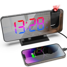 321Wasay Digital Clock for Bedroom, Projection Alarm Clock with Projection on Ceiling, Projector Clock for Bedroom Ceiling, Digital Alarm Clock That Projects Time on Ceiling