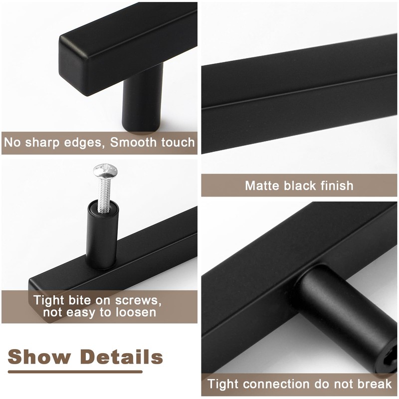 Estmoon 30 Pack 3 Inch Cabinet Handles Matte Black Cabinet