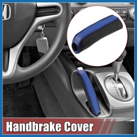 A ABSOPRO Handle Hand Brake Cover Decoration Black Blue Faux Leather for Ford Item Replacement