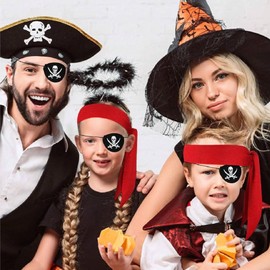 Amazleer 8 Pcs Pirate Accessories Pirate Party Supplies Pirate Head Bandana 2 red belts Sports Head Ties 2Pcs with 4 Pirate Eye Patches