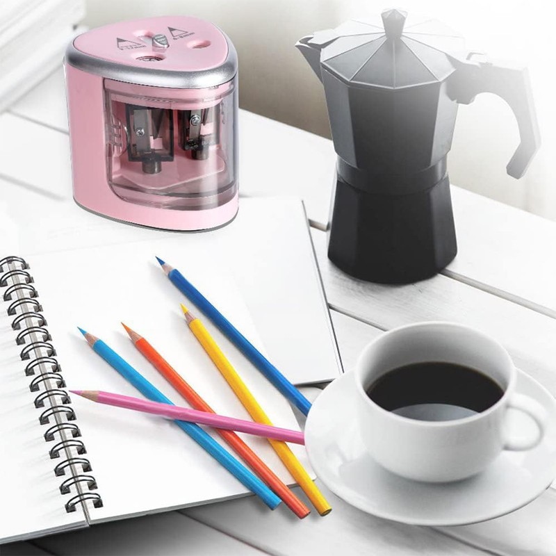 Electric Pencil Sharpener Double Holes Automatic Pencil Sharpener for Students