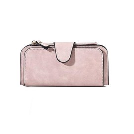 Wallet Women's Faux Leather Wristband Snap Closure Long Wallet Credit Card Holder Elegant Clutch (Pink, One Size)