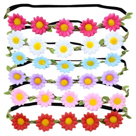 SHSHbuy Flower Crown, Pack of 6 Daisy Flower Wreath Headband, Women's Girls Floral Garland Headbands, Headband for Festival, Wedding, Birthday, Beach Party