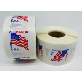 Labels and More Made in the USA American Flag Labels 1.5" Round 500 Labels