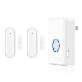 Greencycle Wireless Door Open Sensor Chime, Door Entry Chime with Adjustable Volume, LED Flash, 48 Chimes, Nightlight Function, Magnetic Door Chime for Business Home Office Store(1Receiver+2 Sensors)