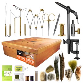 Creative Angler Wooden Fly Tying Station with Tools and Materials