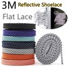 DELELE 2 Pairs Reflective Shoelace Flat Black Safety Laces for
