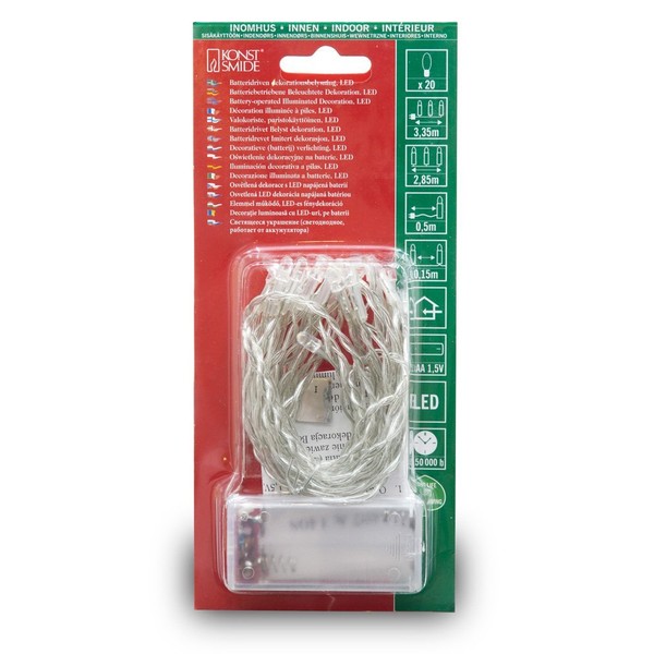Konstsmide LED Lichterkette, mit an/aus Schalter, 6h Timer, 20 bunte