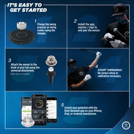 Blast Baseball Swing Analyzer - Improve Your Swing at Every Level - Real-time Feedback, Swing Metrics, Video Capture Highlights, Track Performance (GEN3 Sensor)