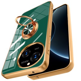 WOYSOBA Q-6DZH-16-03 AQUOS R10 Case, with Ring, Shockproof, Strap Hole, Plated, Transparent, Shock Absorption, Stand Function, Stylish, Thermoplastic Polyurethane (TPU), Car Holder Compatible, Aquos