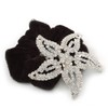 Large Rhodium Plated Diamante 'Star' Pony Tail Black Hair Scrunchie