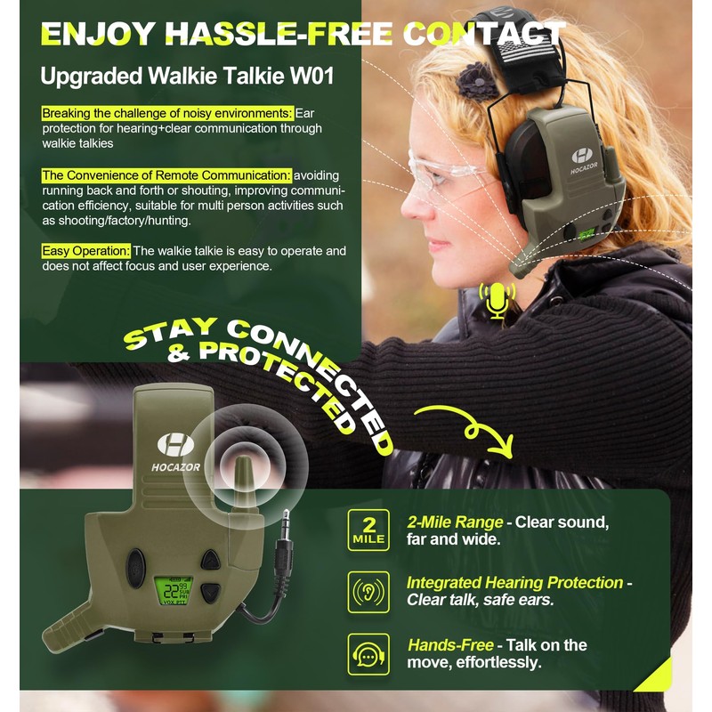 Hocazor W01 Walkie Talkies Compatible with Walker's Razor Slim Electronic